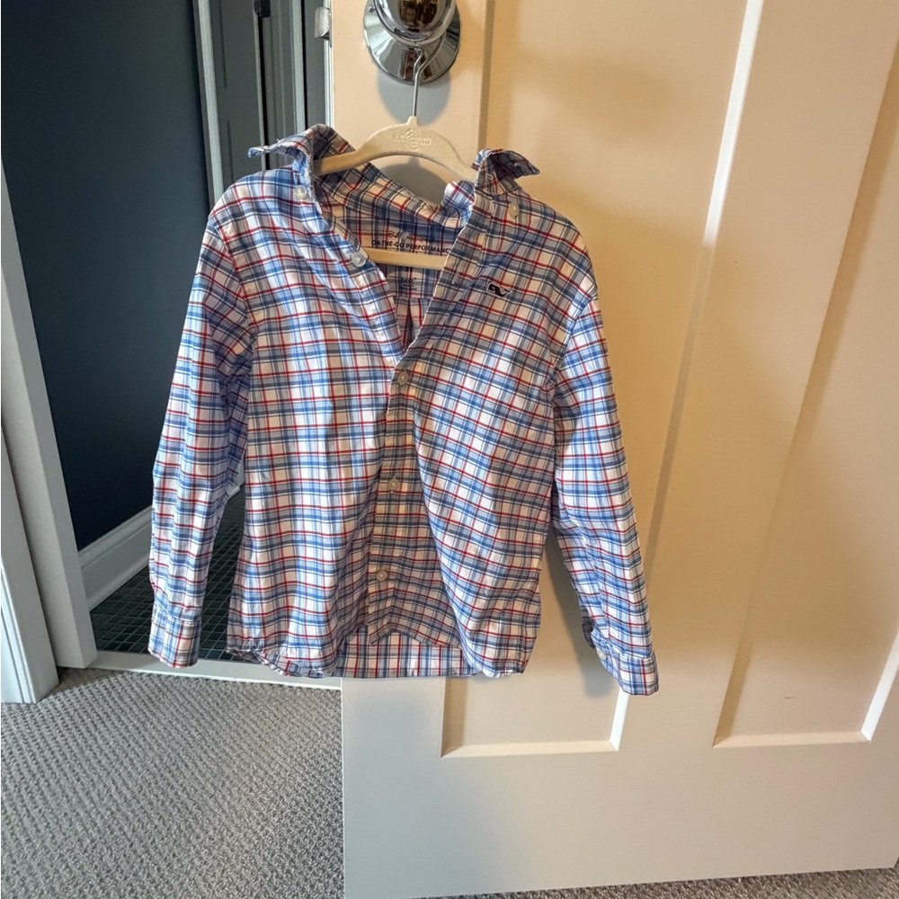 Vineyard Vines Boys Plaid Button-Down Shirt - Blue & Red